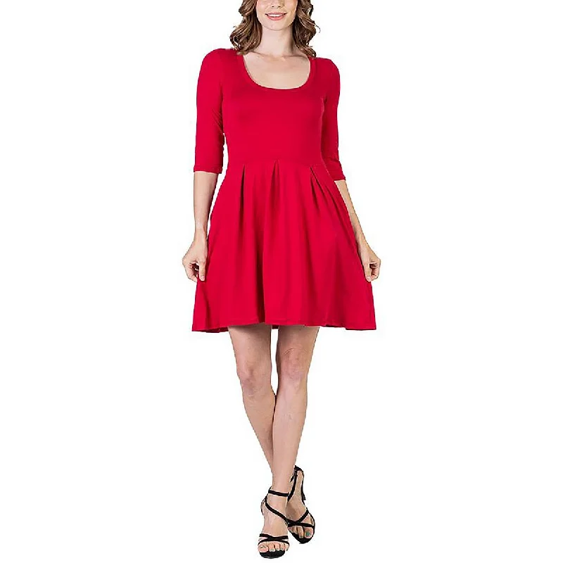 Valentine's Day Dresses for Romance -24seven Comfort Apparel Womens Pocket 3/4 Sleeve Mini Dress