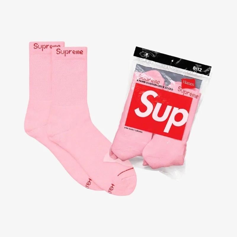 Denim snapback cap for casual cool edge -Supreme x Hanes Crew Socks (4 Pack) Pink (FW21)