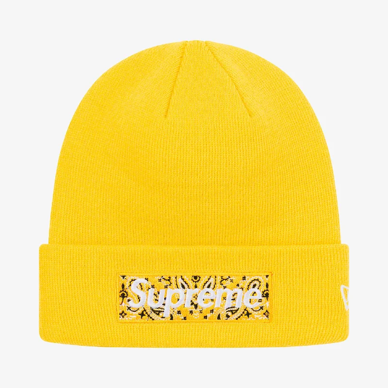 Fitted snapback cap for modern tight fit -Supreme x New Era Beanie 'Bandana Box Logo' Yellow (FW19)