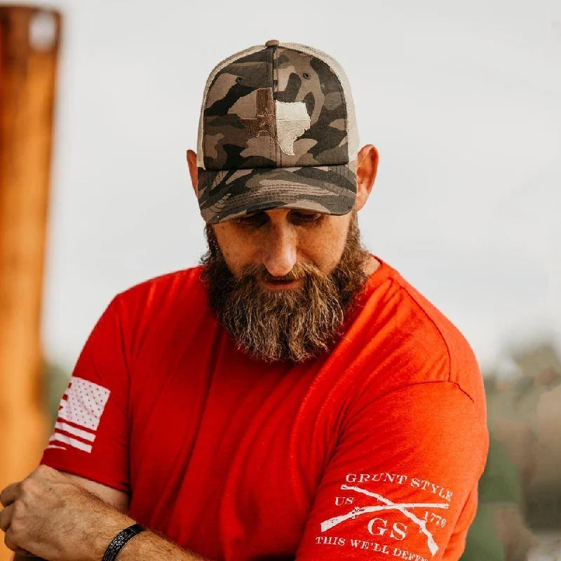 Camo trucker cap for outdoor adventure style -Texas Camo Mesh Hat