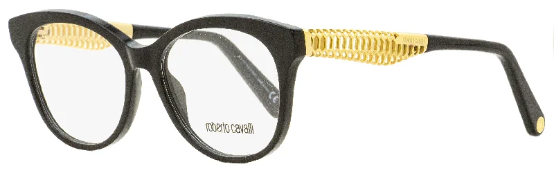 Travel Sunglasses for On-the-go -Roberto Cavalli Women's Oval Eyeglasses RC5090 001 Black/Gold 52mm