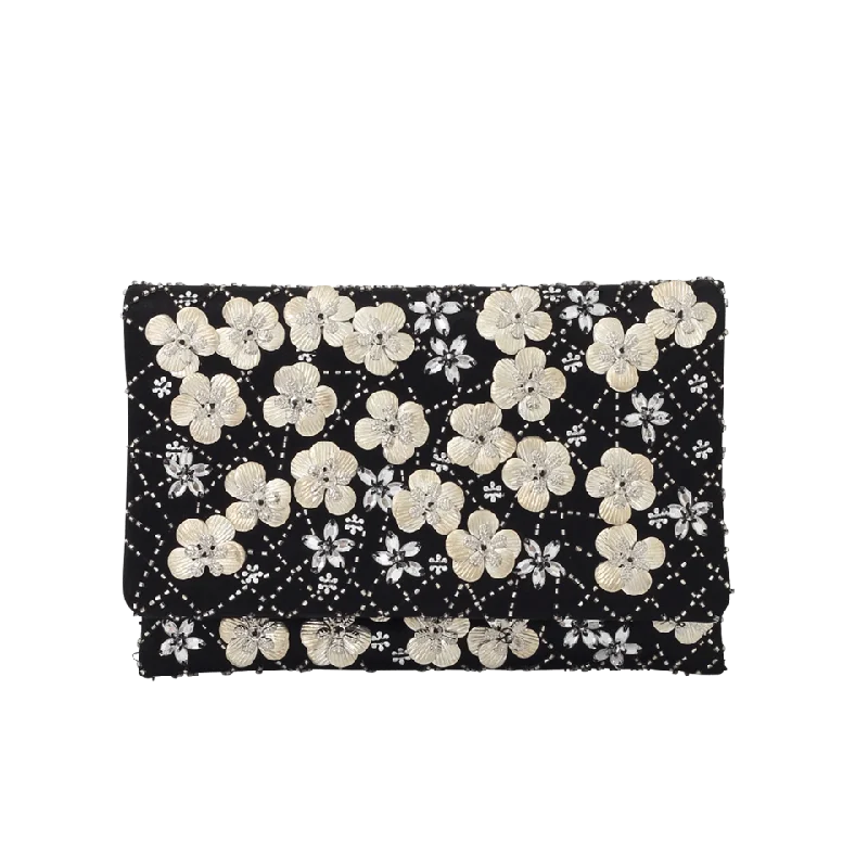 Elegant women's bags with satin material and crystal detailing for evening wear-Embroidered Petite Evening Bag