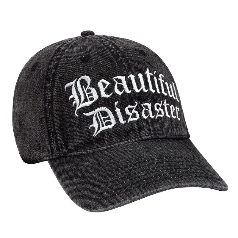 Adjustable strap cap for custom size comfort -Beautiful Disaster Dad Hat Charcoal/White