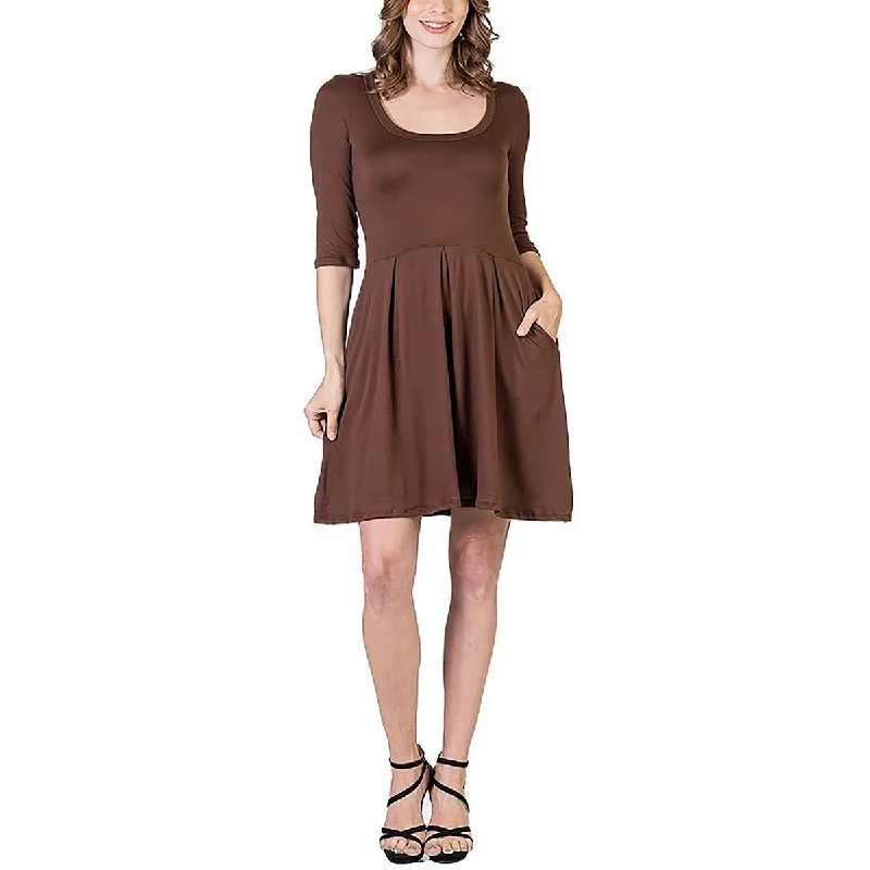 Mother's Day Dresses for Gift -24seven Comfort Apparel Womens Plus Pleated Knee Length Midi Dress