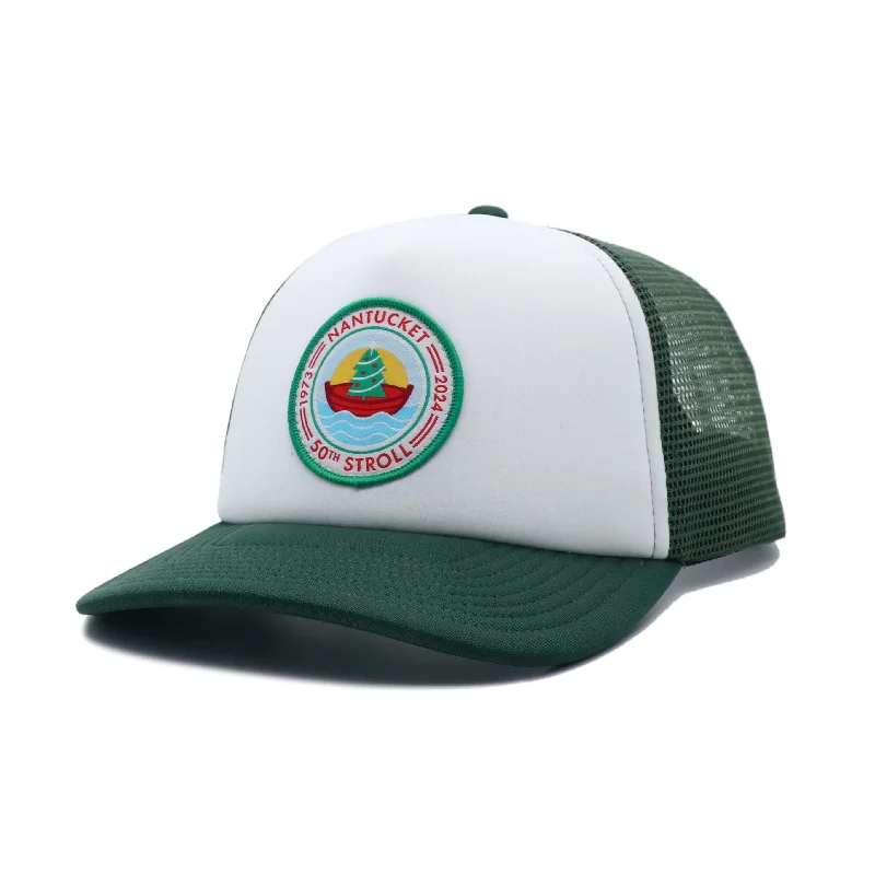 Premium cap with leather strap accent -50th Stroll Trucker Hat - Green