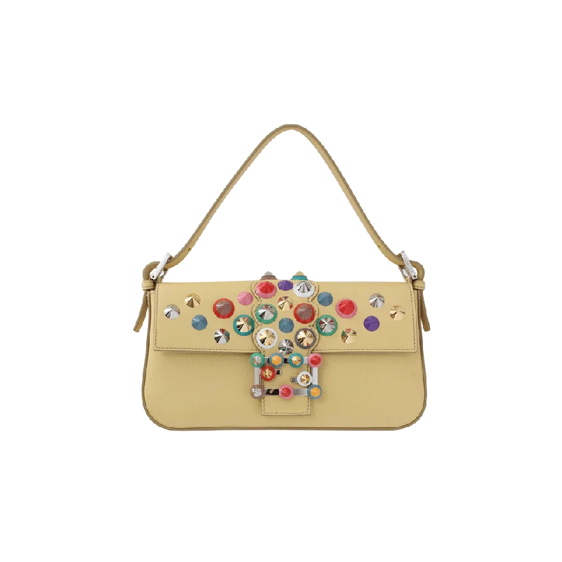 Elegant women's bags with rich velvet material and embroidered details for evening events-Color Stud Baguette