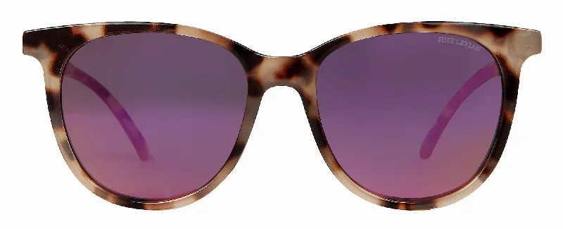 Affordable Glasses for Budget -Suzy Levian Women's Beige Tortoise Square Pink Mirrored Lens Sunglasses