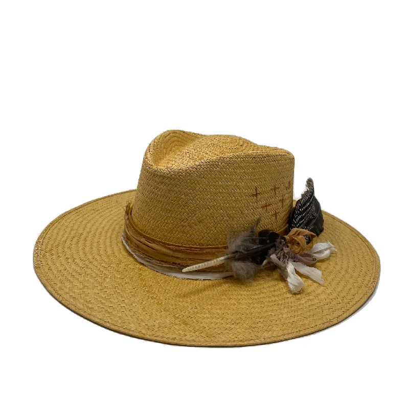 Camouflage cap with adjustable strap back -PALOMA STRAW HAT IN HABANO with embroidery and silk