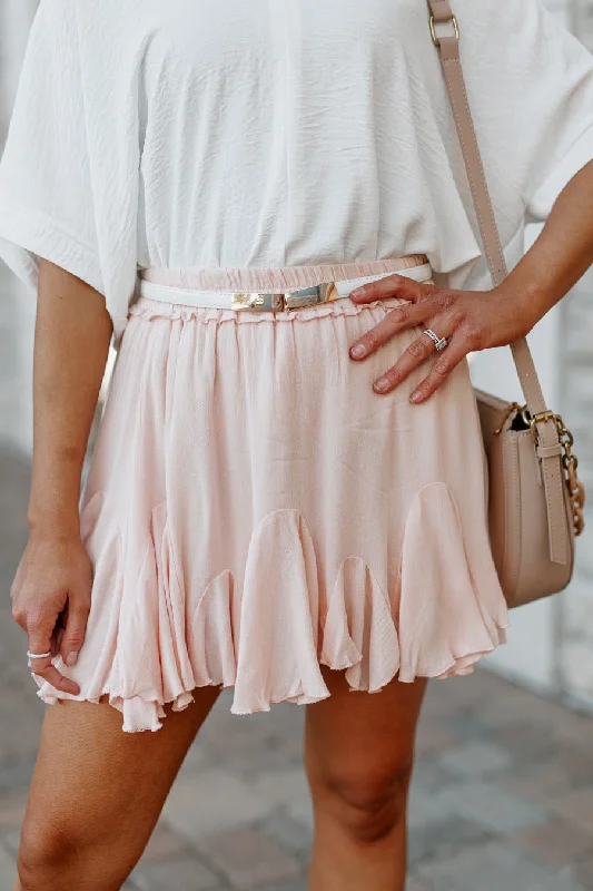 Shift Dresses for Simple Look -LESLY HIGH WAISTED PLEATED MINI SKIRT IN BLUSH