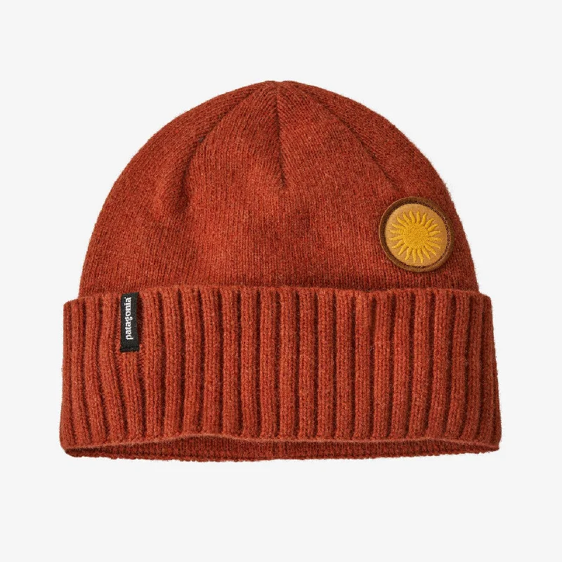 Black baseball cap for sleek all-black looks -Patagonia Brodeo Beanie Spirited Sun: Burnished Red