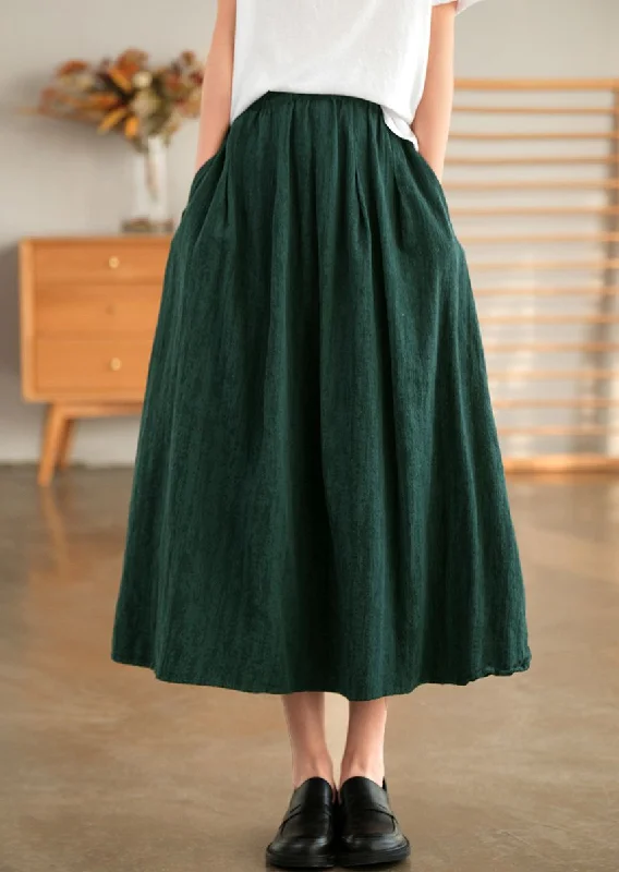 Christmas Dresses for Holiday -Green Cotton Autumn Skirt, Women's Skirt,Casual Full Skirt, Spring Women Clothes