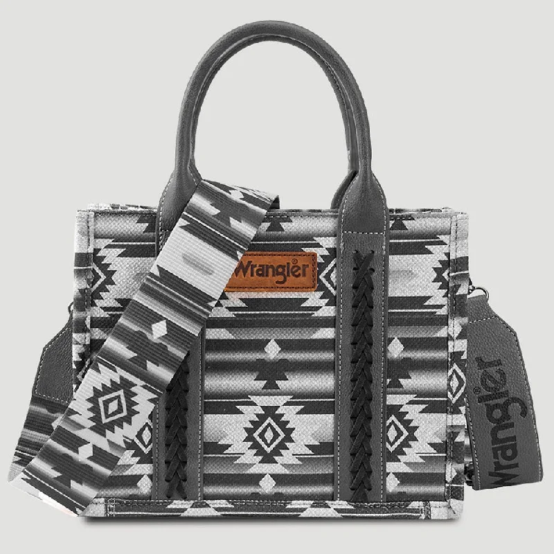 Women's bags with round design and top handle for retro-inspired style-Wrangler Womens Southwestern Print Tote/Crossbody Bag - WG2203-8120S-BK