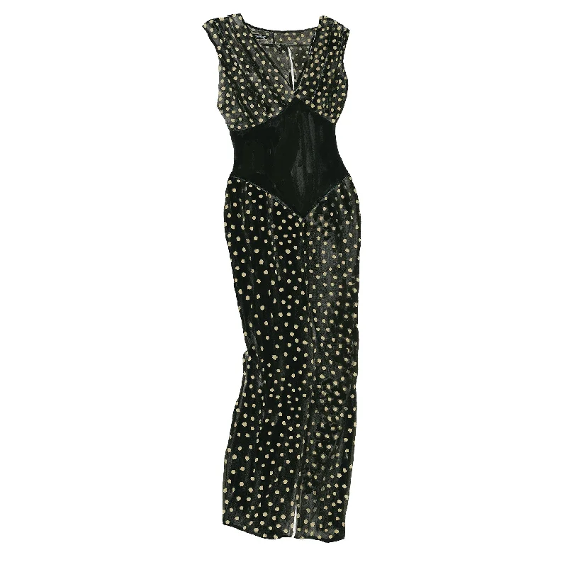 Low-waisted Dresses for Relaxed -Silk Polka Dot Column Dress