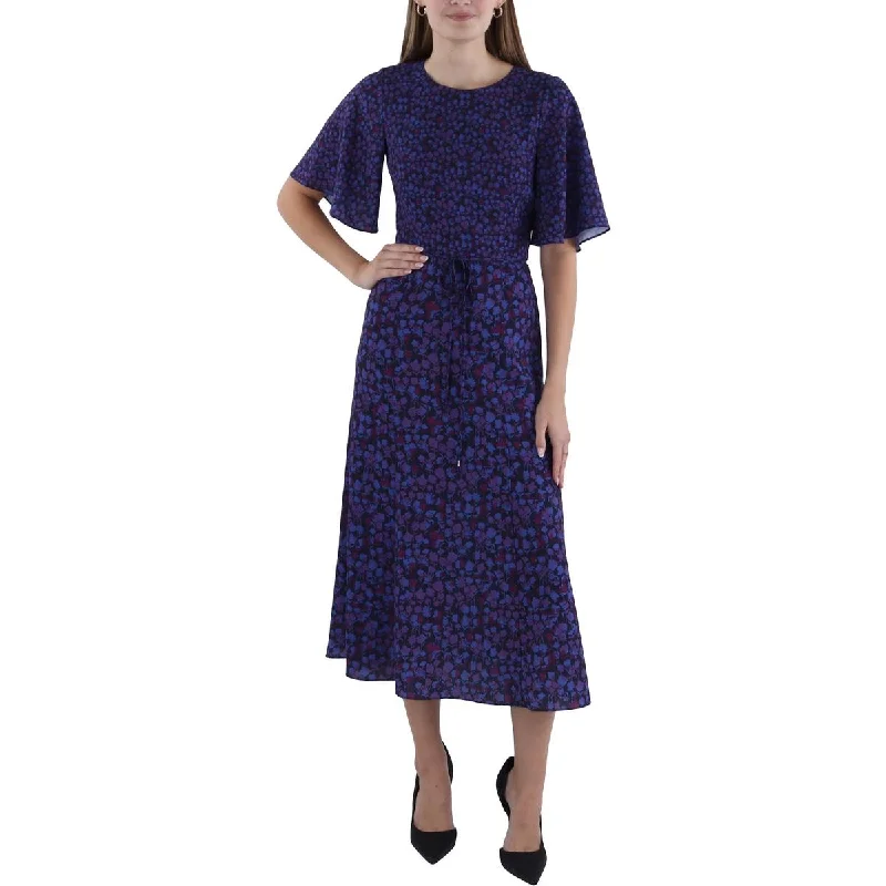 Birthday Dresses for Celebration -French Connection Womens Bethanie Verona Floral Print Ruffled Wear To Work Dress