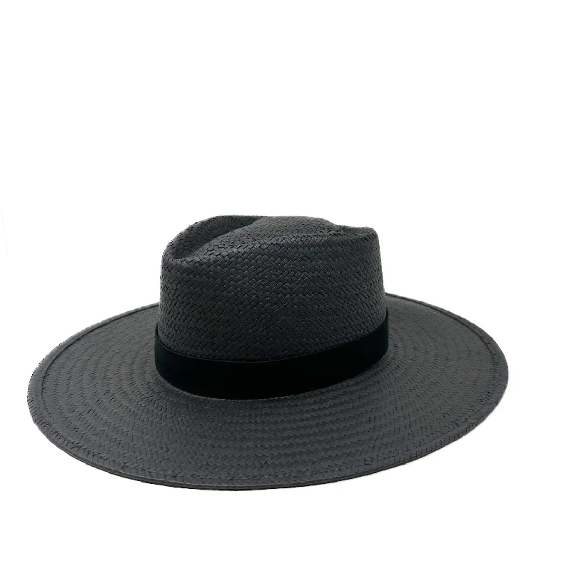 Graphic dad cap for quirky personality shine -SAN PANCHO PACKABLE STRAW BLACK