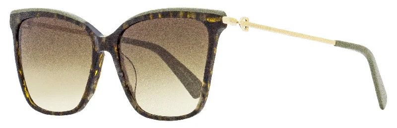 Designer Sunglasses for Luxury Look -Longchamp Women's Square Sunglasses LO683S 341 Tortoise/Green/Gold 56mm