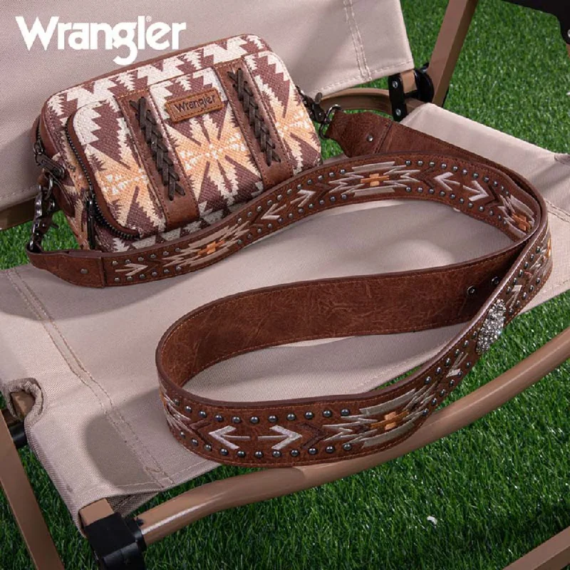 Women's bags with oversized size and multiple pockets for versatile, all-day use-Wrangler Womens Light Coffee Crossbody Aztec Bag - WG2207-3003-LCF