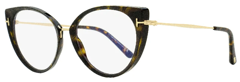 Cat Eye Sunglasses for Feminine Touch -Tom Ford Women's Blue Block Eyeglasses TF5815B 052 Havana/Gold 54mm