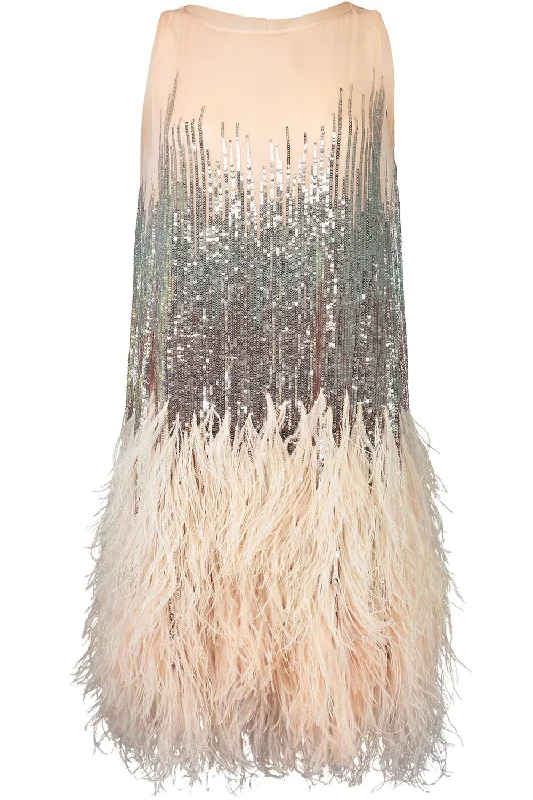 Anniversary Dresses for Special -Sequin Feather Cocktail Dress