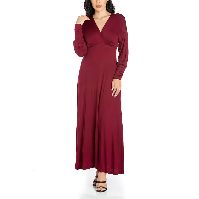 Embroidered Dresses for Detailed -24seven Comfort Apparel Womens Plus Knit Surplice Maxi Dress