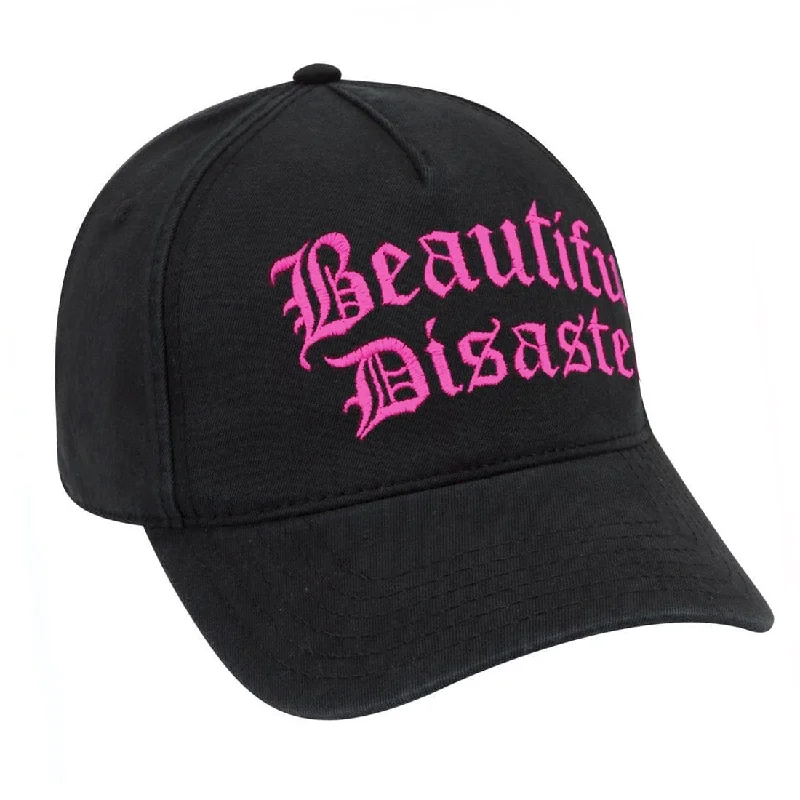 Casual denim cap for laid-back vibes -Beautiful Disaster Dad Hat Black/Pink