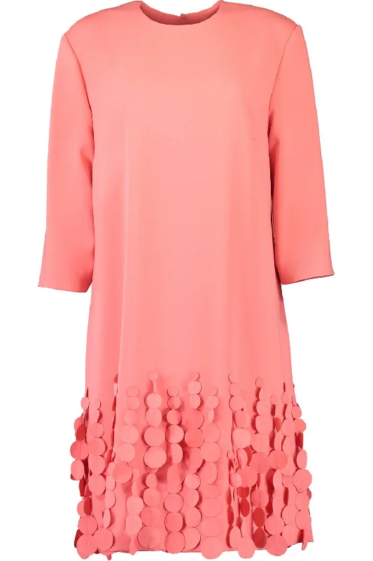 Mini Dresses for Youthful Look -Three Quarter Sleeve Arak Dress - Coral