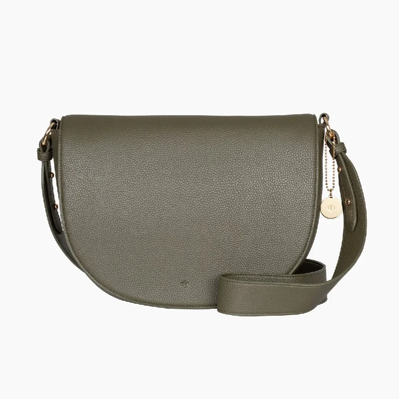 Women's bags with functional compartments and sleek, clean lines for practicality and style-Saddle Bag (Khaki Pebble)