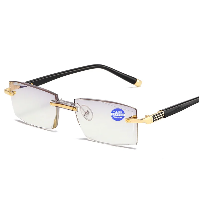 Affordable Glasses for Budget -Diamond Cut Edge Anti-Blue Light Resin Glasses Frameless