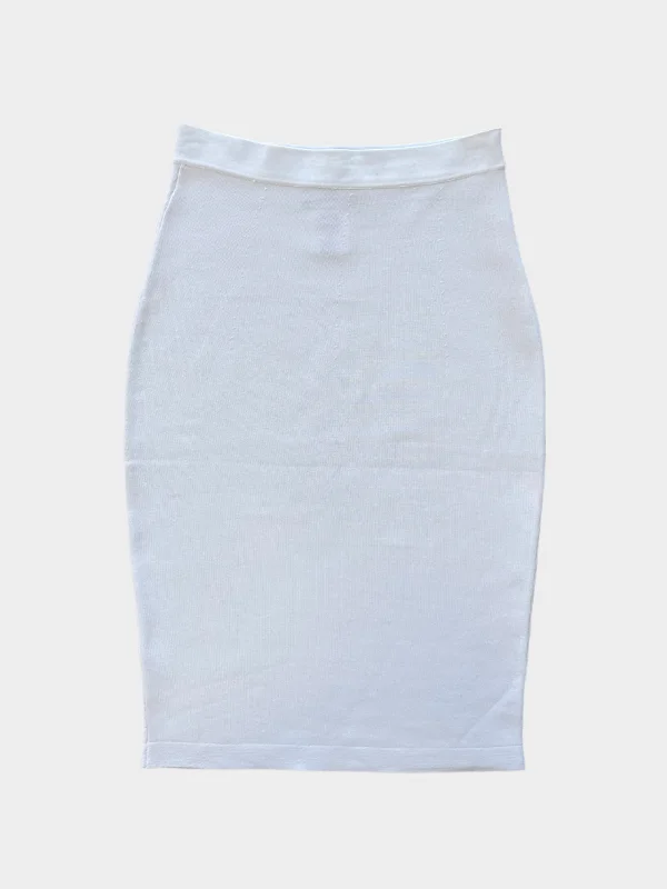 Nylon Dresses for Stretchable -White Slim Skirt