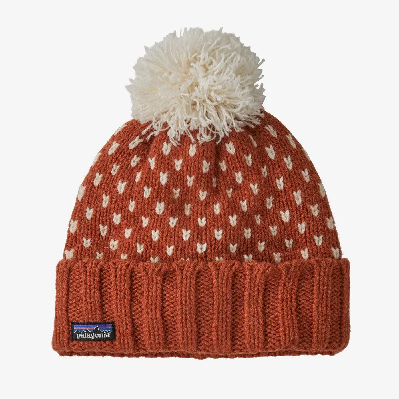 Sports team cap with bold logo front -Patagonia Snowbelle Beanie Offset Dot: Burnished Red