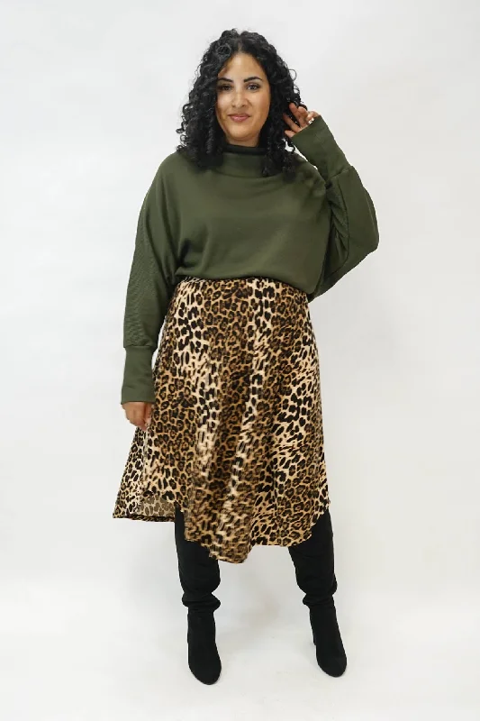 Brown Dresses for Earthy -Claire Cheetah Print Skirt