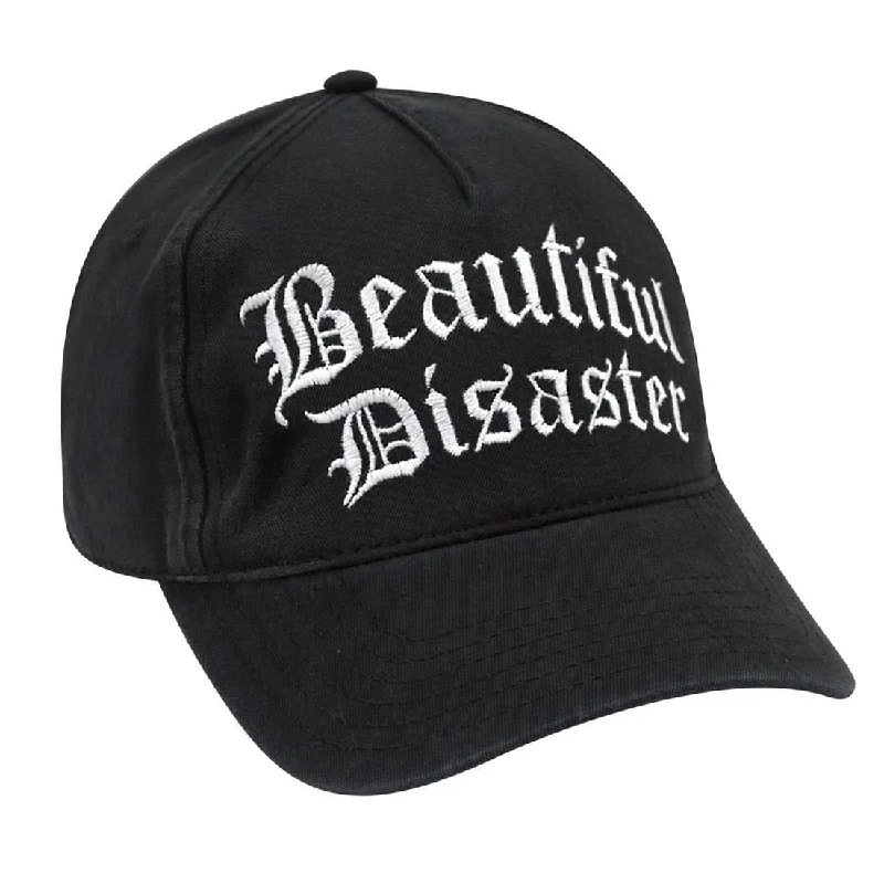 Embroidered name cap for unique personal touch -Beautiful Disaster Dad Hat Black/White