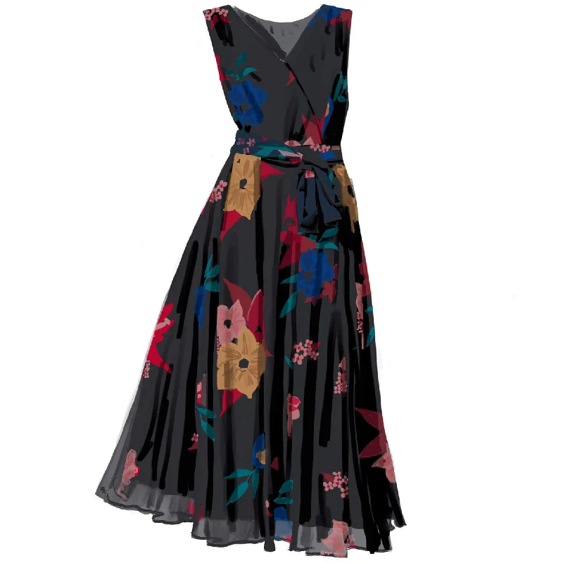 Silk Dresses for Luxurious -Floral Holiday Dress