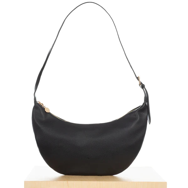 Stylish women's bags with leather material and spacious interior for essentials-Slouchy Crossbody Bag (Black Pebble)