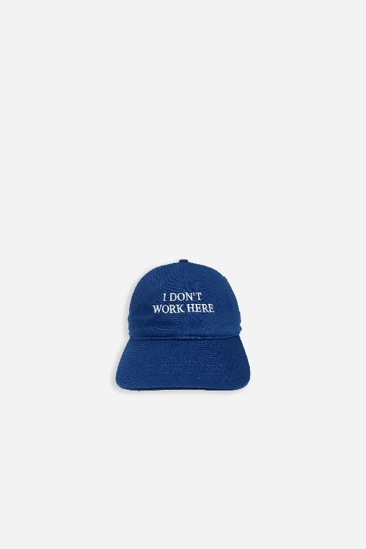 Lightweight cap for summer hiking trails -Sorry I Don't Work Here Cap Blue