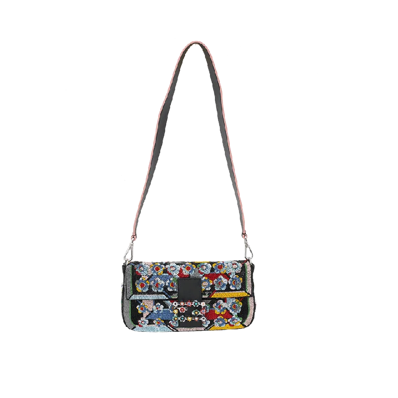 Women's bags with sporty design and functional details for active, on-the-go style-Embroidered Baguette