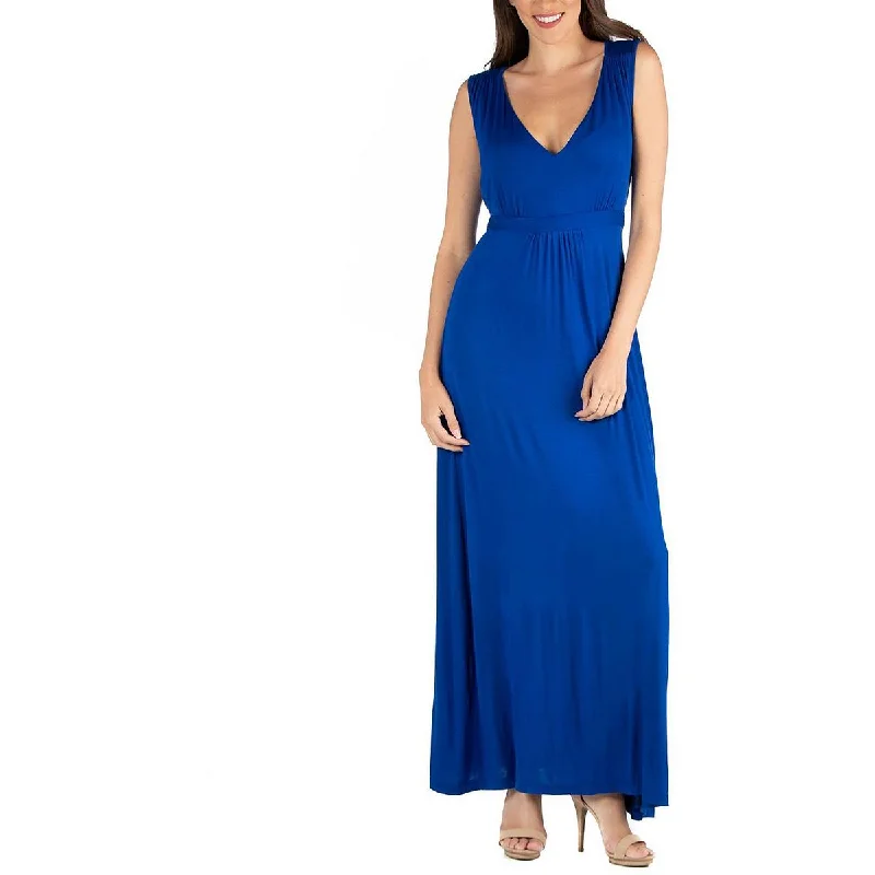 Silk Dresses for Luxurious -24seven Comfort Apparel Womens Plus Tie Waist Long Maxi Dress