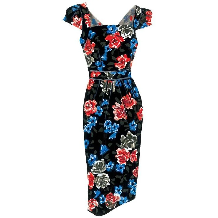 Evening Dresses for Formal Events -Retro Floral Dress