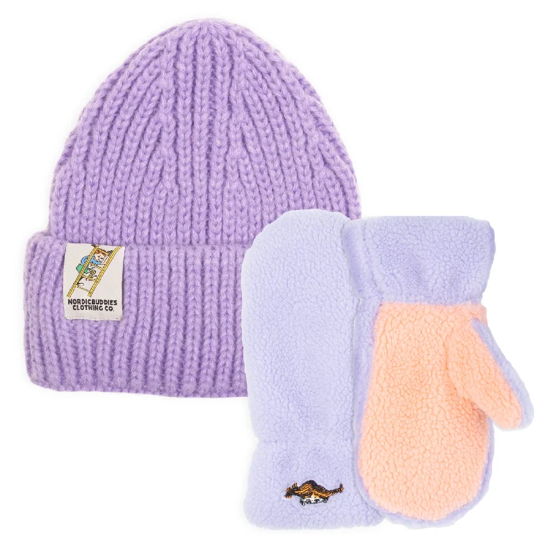 Fitted trucker cap for custom head fit -Pippi Beanie and Mittens Combo - Lilac