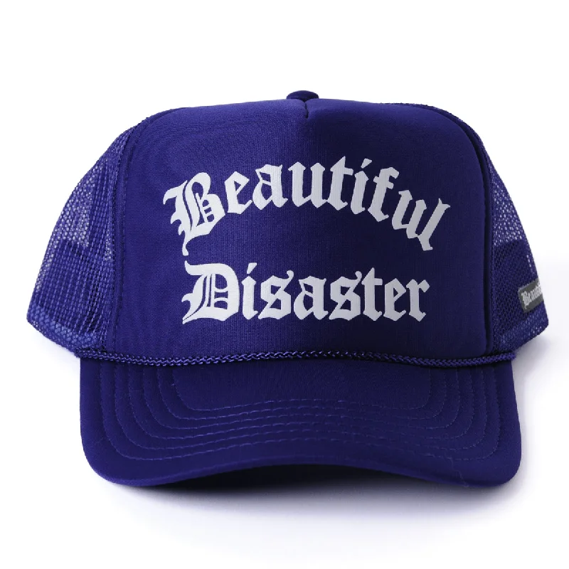 Soft cotton cap for all-day wear ease -Beautiful Disaster Trucker Hat - Purple