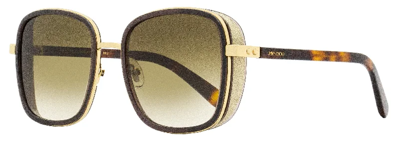 Embroidered Glasses for Unique Design -Jimmy Choo Women's Square Sunglasses Elva FG4HA Brown/Gold 54mm