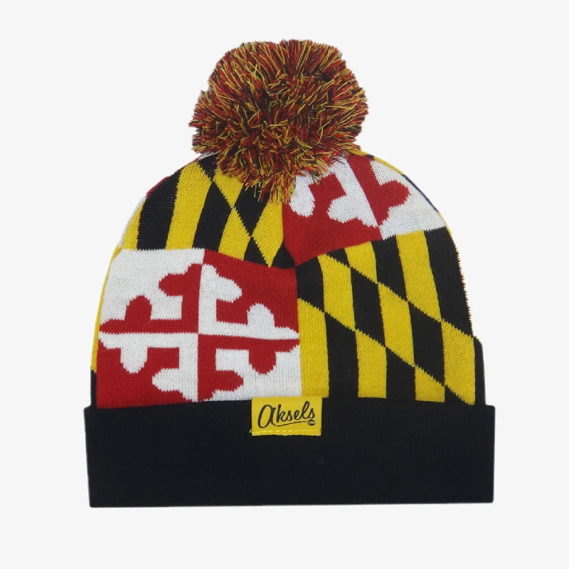 Soft cap for sensitive scalp comfort -Maryland Flag Beanie