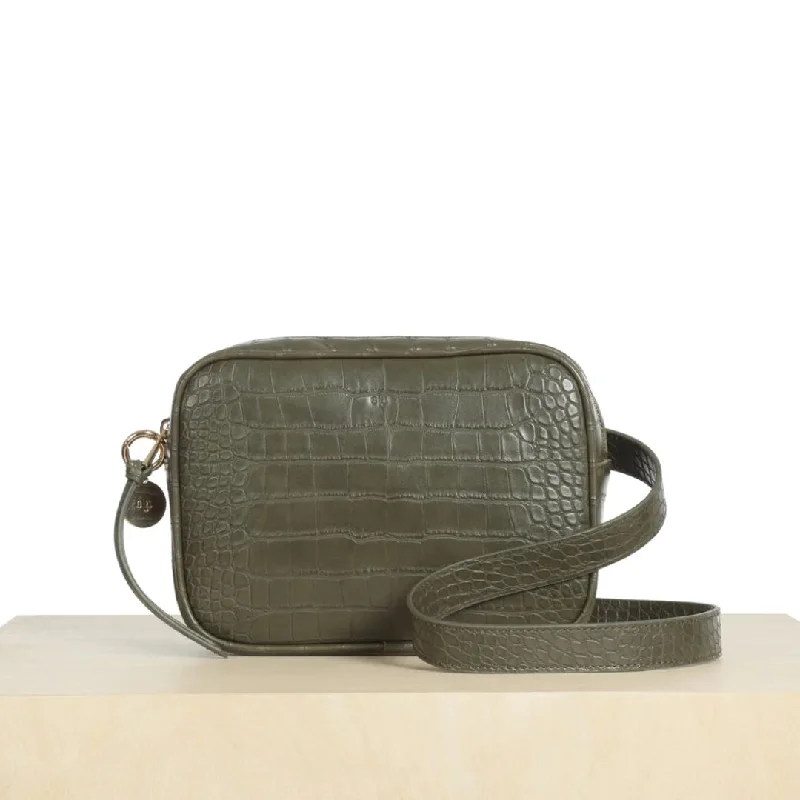 Women's bags with elegant satin finish and detachable chain strap for formal events-Belt Bag (Khaki Croc)