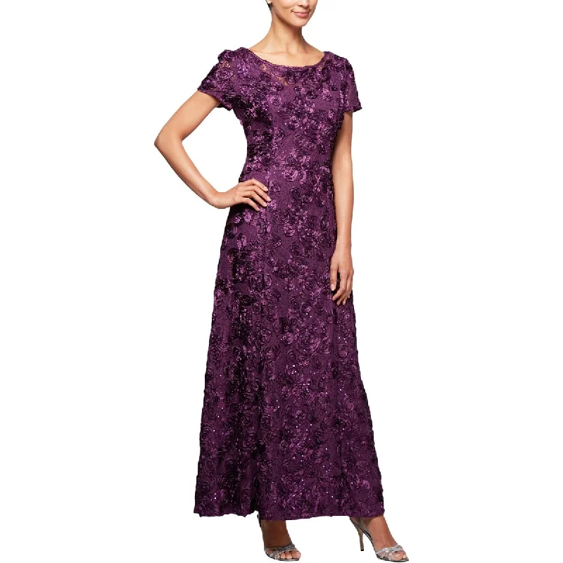 Pencil Dresses for Slimming -Alex Evenings Womens Applique Lace Evening Dress