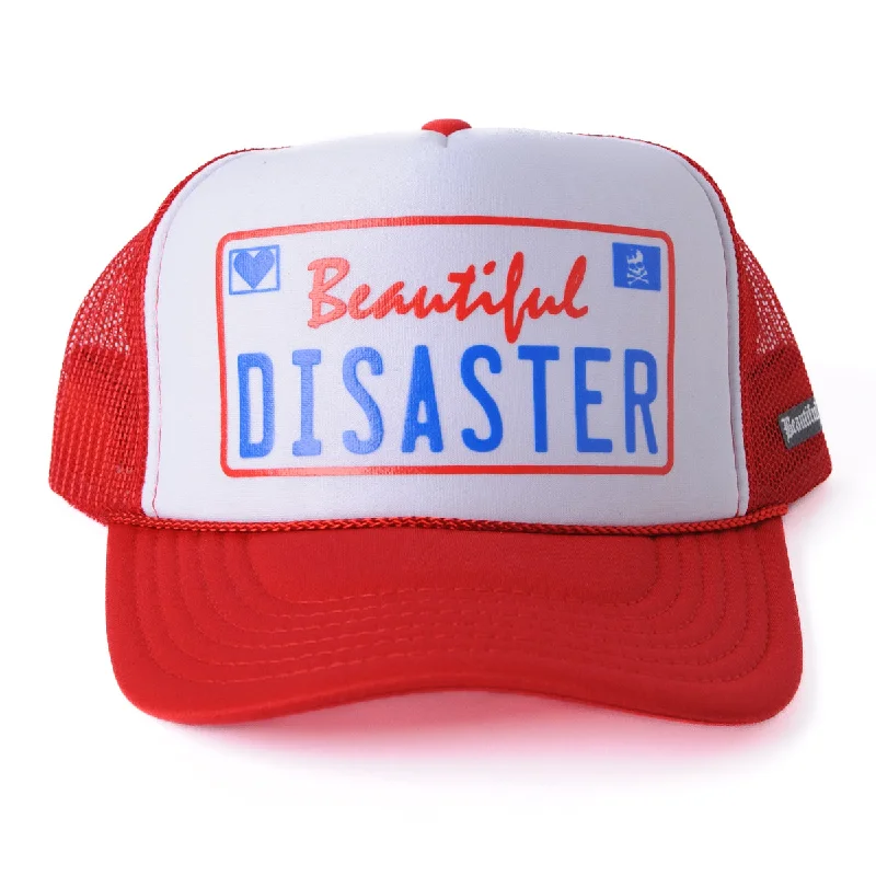 Breathable mesh cap for hot weather comfort -Freedom Trucker Hat - White/Red