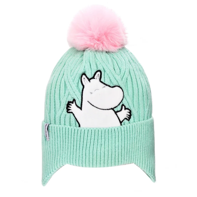 Vintage cap with distressed logo detail -Moomintroll Winter Beanie Kids - Mint Green