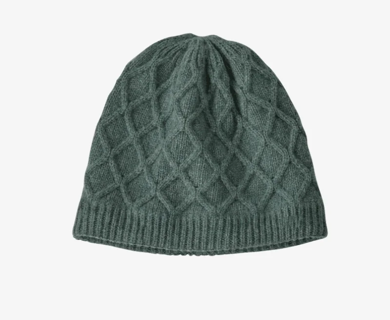 Retro cap with faded wash finish -Patagonia Honeycomb Knit Beanie Hemlock Green