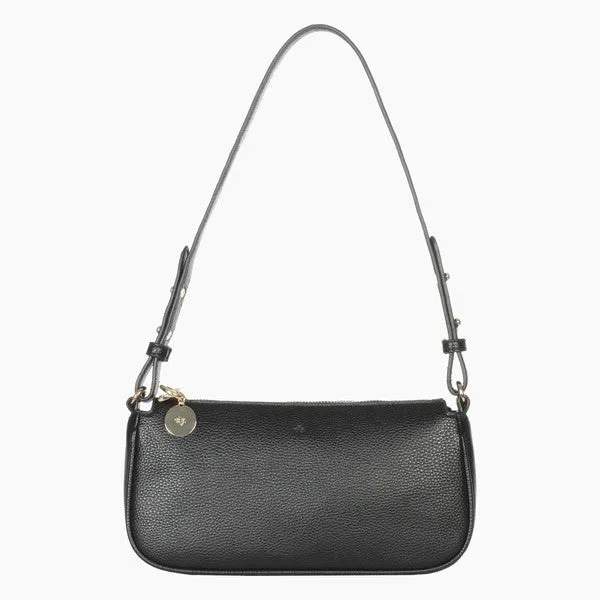 Chic women's bags with round shape and metallic accents for a unique style-Baguette Bag (Black Pebble)