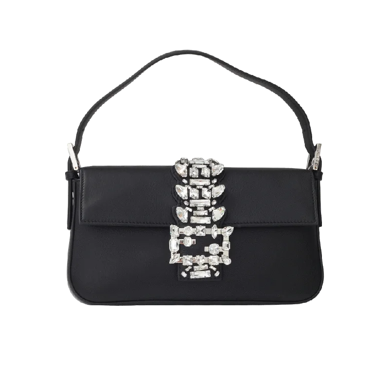 Trendy women's bags with unique shape and stylish hardware for modern flair-Crystal Embellished Baguette