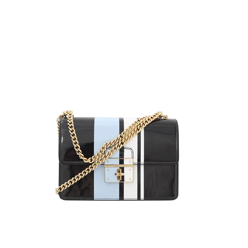 Women's bags with elegant satin finish and detachable chain strap for formal events-Rosalie Stripe Bag